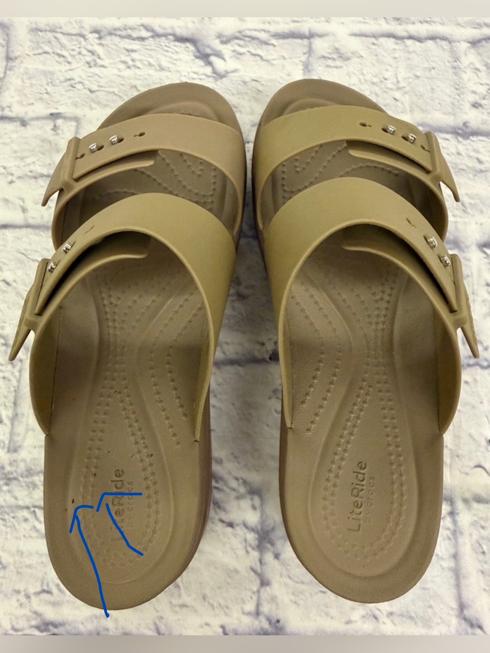 CROCS sz 9 Olive Green Slide Sandals for Women , adjustable straps. - Picture 9 of 9